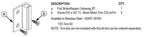 Bradley HDWT-S0193 Toilet Partition Flat Strike/Keeper, Out-Swing for Bradley 1" Panels - TotalRestroom.com