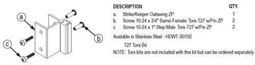 Bradley HDWT-S0192 Toilet Partition Wrap Around Strike/Keeper, Out-Swing for Bradley 1