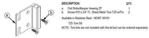 Bradley HDWT-S0191 Toilet Partition Flat Strike/Keeper, Stainless Steel for Bradley 1" Panels - TotalRestroom.com