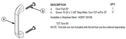 Bradley HDWT-S0138 Toilet Partition Door Pull, Stainless Steel for Bradley 1" Panels - TotalRestroom.com