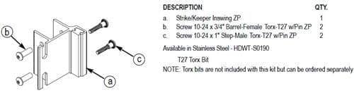 Bradley HDWT-S0190 Toilet Partition Wrap Around Strike/Keeper, In-Swing, Stainless Steel for Bradley 1" Panels - TotalRestroom.com