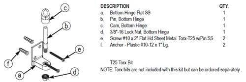 Bradley HDWC-S0451-06 Toilet Partition Flat Bottom Hinge Kit for use with Bradley 1/2" Panels - TotalRestroom.com