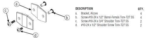 Bradley HDWC-S4AL Toilet Partition Alcove Hardware Kit, Stainless Steel - TotalRestroom.com