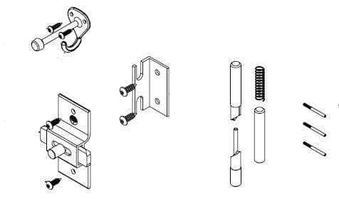 Bradley HDWP-AD3IH-NS1 Toilet Partition No Site Door Hardware Kit, In-Swing for use with Bradley 1" Panels - TotalRestroom.com