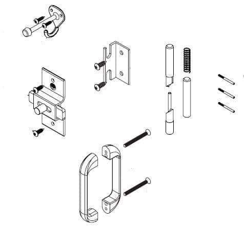 Bradley HDWP-AD5IH-NS Toilet Partition No Site Door Hardware Kit, In-Swing for use with Bradley 1" Panels - TotalRestroom.com