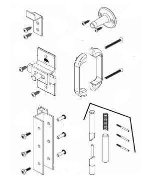 Bradley HDWP-AD4IH Toilet Partition Hardware Kit, Out-Swing for use with Bradley 1" Panels - TotalRestroom.com