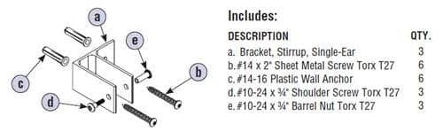 Bradley A0106 Toilet Partition Stirrup F Bracket at Wall Hardware Kit, Aluminum - TotalRestroom.com