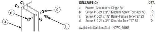 Bradley HDWC-A0166 Toilet Partition Pilaster F Bracket Kit, Aluminum - TotalRestroom.com