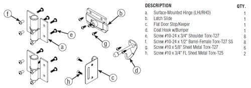 Bradley SD1-LHFS Toilet Partition Steel Door Hardware Kit - TotalRestroom.com