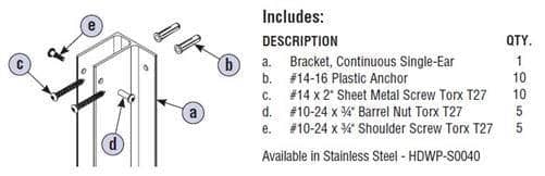 Bradley HDWP-A3FF Toilet Partition F Bracket at Wall Hardware Kit, Aluminum - TotalRestroom.com