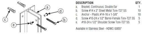 Bradley HDWC-A0057 Toilet Partition Continuous Urinal Screen Kit, Aluminum - TotalRestroom.com