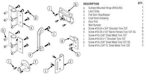 Bradley SD1-RHHCFS Toilet Partition Shoe & Mounting Kit for use with Bradley 1/2" Panels - TotalRestroom.com