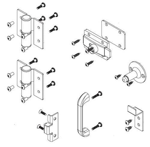 Bradley HDWC-SD2-RHFS Toilet Partition Flat Strike Door Hardware Kit, Stainless Steel - TotalRestroom.com