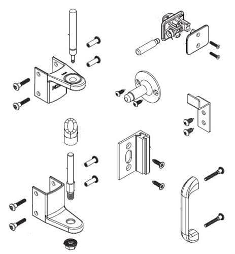 Bradley ZD2-FS Toilet Partition Hardware Kit, Flat-Strike, Out-Swing for Bradley 1" Panels - TotalRestroom.com