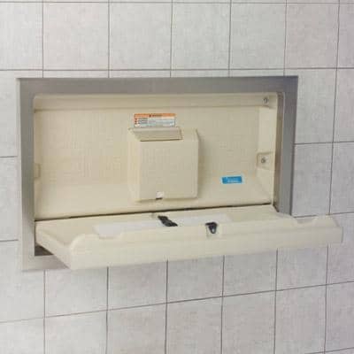 Koala Kare KB100-00ST Horizontal Baby Changing Station with Stainless Steel Flange, Recess Mount, Cream - TotalRestroom.com