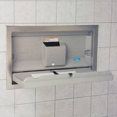 Koala Kare KB100-01ST Horizontal Baby Changing Station with Stainless Steel Flange, Recess Mount, Grey - TotalRestroom.com