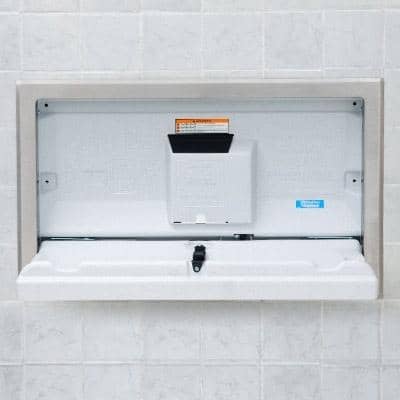 Koala Kare KB100-05ST Horizontal Baby Changing Station with Stainless Steel Flange, Recess Mount, White Granite