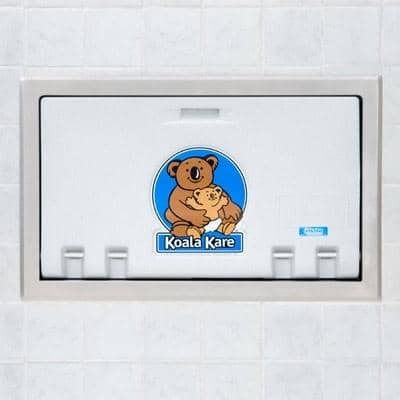 Koala Kare KB100-05ST Horizontal Baby Changing Station with Stainless Steel Flange, Recess Mount, White Granite - TotalRestroom.com