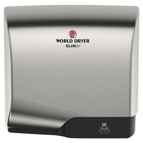 World Dryer SLIMdri L-971 Hand Dryer, Brushed Chrome Aluminum, Universal, Updated Part Number: L-971A