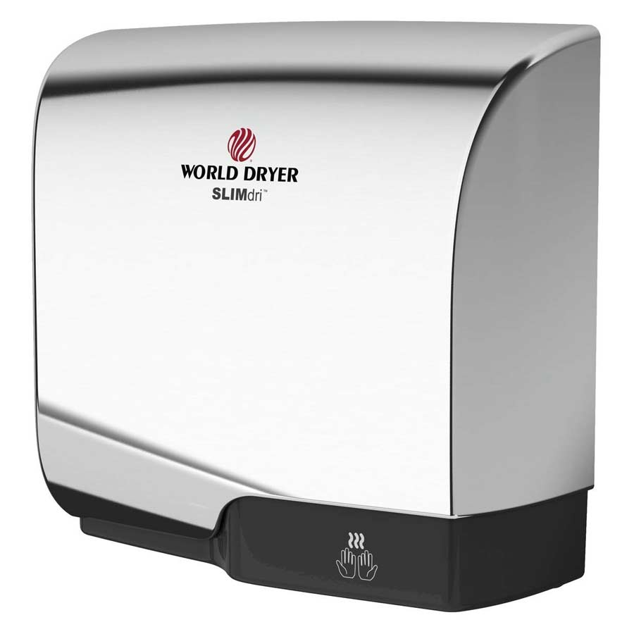 World Dryer SLIMdri L-971 Hand Dryer, Brushed Chrome Aluminum, Universal, Updated Part Number: L-971A