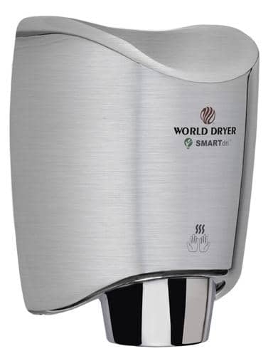 World Dryer SMARTdri(TM) K4-971 Hand Dryer, Brushed Chrome Aluminum, 208-240V, Updated Part Number: K4-973P2