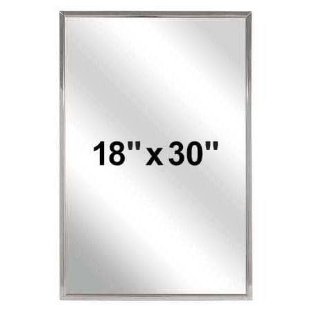 Bradley 780-018302 Commercial Restroom Mirror, Angle Frame, 18" W x 30" H, Stainless Steel w/ Satin Finish - TotalRestroom.com