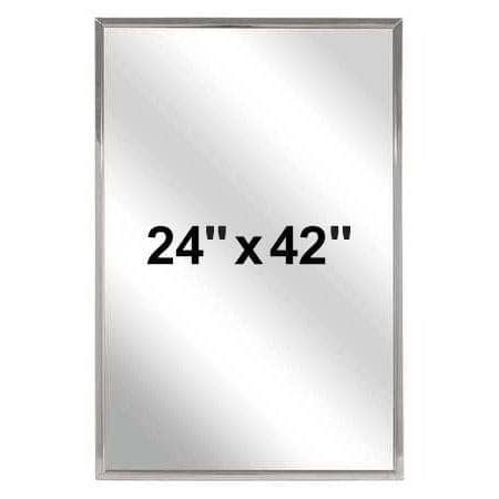 Bradley 780-024420 Commercial Restroom Mirror, Angle Frame, 24" W x 42" H, Stainless Steel w/ Satin Finish - TotalRestroom.com