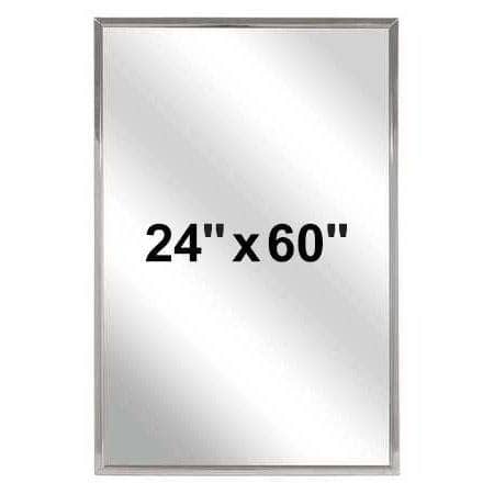 Bradley 780-024602 Commercial Restroom Mirror, Angle Frame, 24" W x 60" H, Stainless Steel w/ Satin Finish - TotalRestroom.com