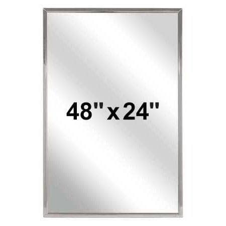 Bradley 781-048240 Commercial Restroom Mirror, Channel Frame, 48" W x 24" H, Stainless Steel w/ Bright-Polished Finish - TotalRestroom.com