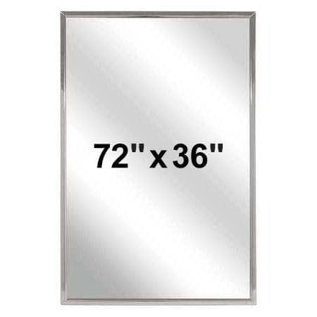 Bradley 781-072360 Commercial Restroom Mirror, Channel Frame, 72" W x 36" H, Stainless Steel w/ Bright-Polished Finish - TotalRestroom.com