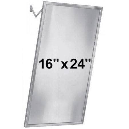 Bradley 782-016240 Commercial Restroom Mirror, Tilt Frame, 16" W x 24" H, Stainless Steel w/ Satin Finish - TotalRestroom.com