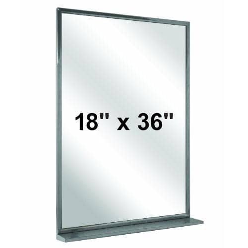 Bradley 7805-018360 Commercial Restroom Mirror, Angle Frame, 18" W x 36" H, Stainless Steel w/ Satin Finish - TotalRestroom.com