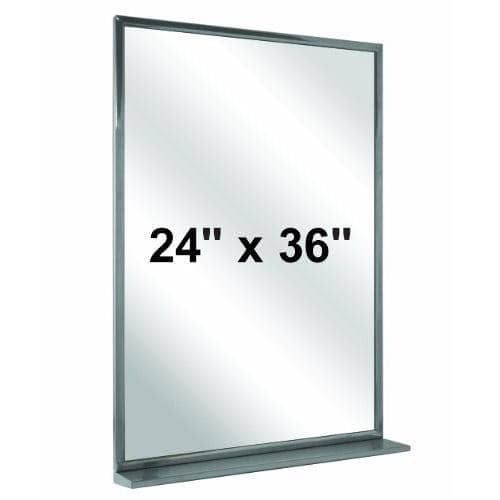 Bradley 7815-024360 Commercial Restroom Mirror w/ Shelf, Channel Frame, 24" W x 36" H, Stainless Steel w/ Bright-Polished Finish - TotalRestroom.com