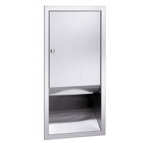 Bradley 247-10 Commercial Paper Towel Dispenser/Waste Receptacle, Semi-Recessed-Mounted, Stainless Steel - TotalRestroom.com