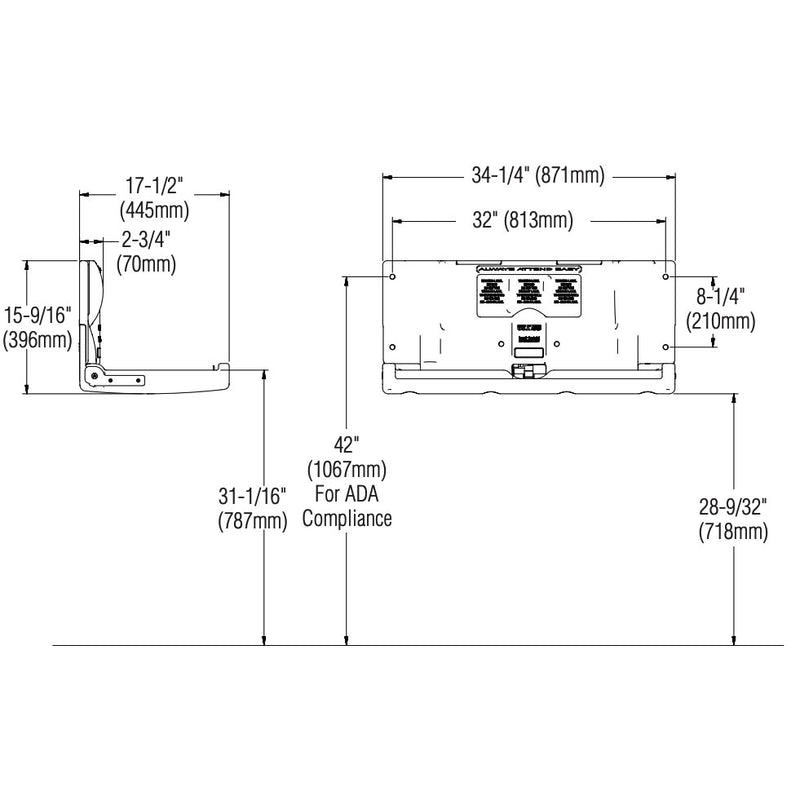 Bradley 963-000000 Baby Changing Station, Surface-Mounted, Plastic
