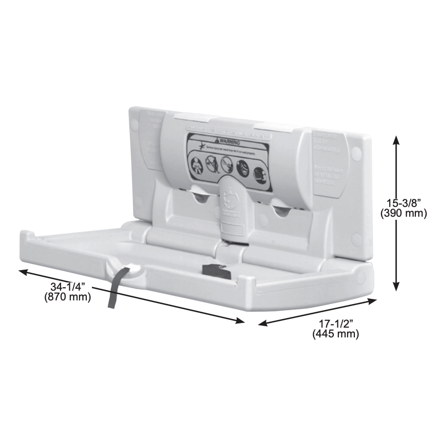Bradley 963000000 Baby Changing Station, SurfaceMounted, Plastic