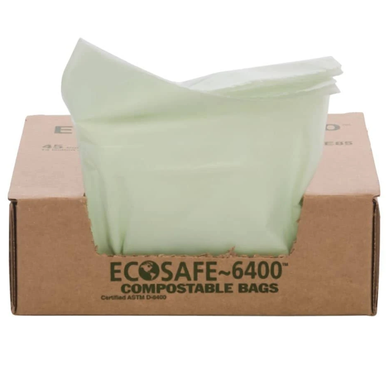 Stout Ecosafe-6400 Bags, 13 Gal, 0.85 Mil, 24" X 30", Green, 45/Box - STOE2430E85