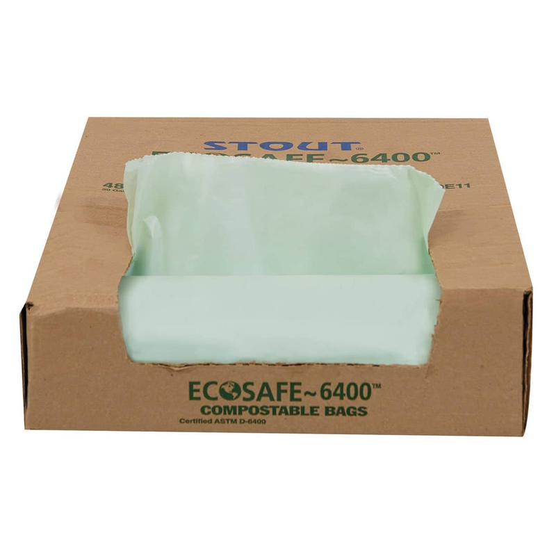 Stout Ecosafe-6400 Bags, 30 Gal, 1.1 Mil, 30" X 39", Green, 48/Box - STOE3039E11