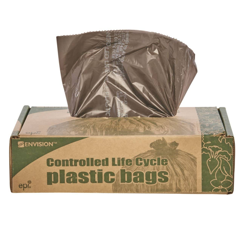 Stout Controlled Life-Cycle Plastic Trash Bags, 39 Gal, 1.1 Mil, 33" X 44", Brown, 40/Box - STOG3344B11
