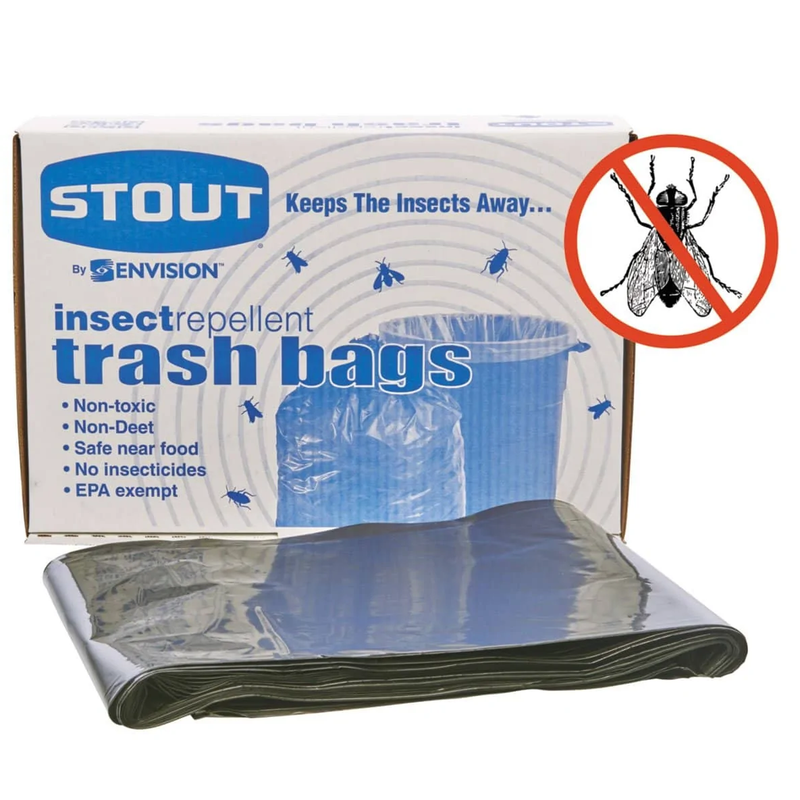 Stout Insect-Repellent Trash Bags, 35 Gal, 2 Mil, 33" X 45", Black, 80/Box - STOP3345K20