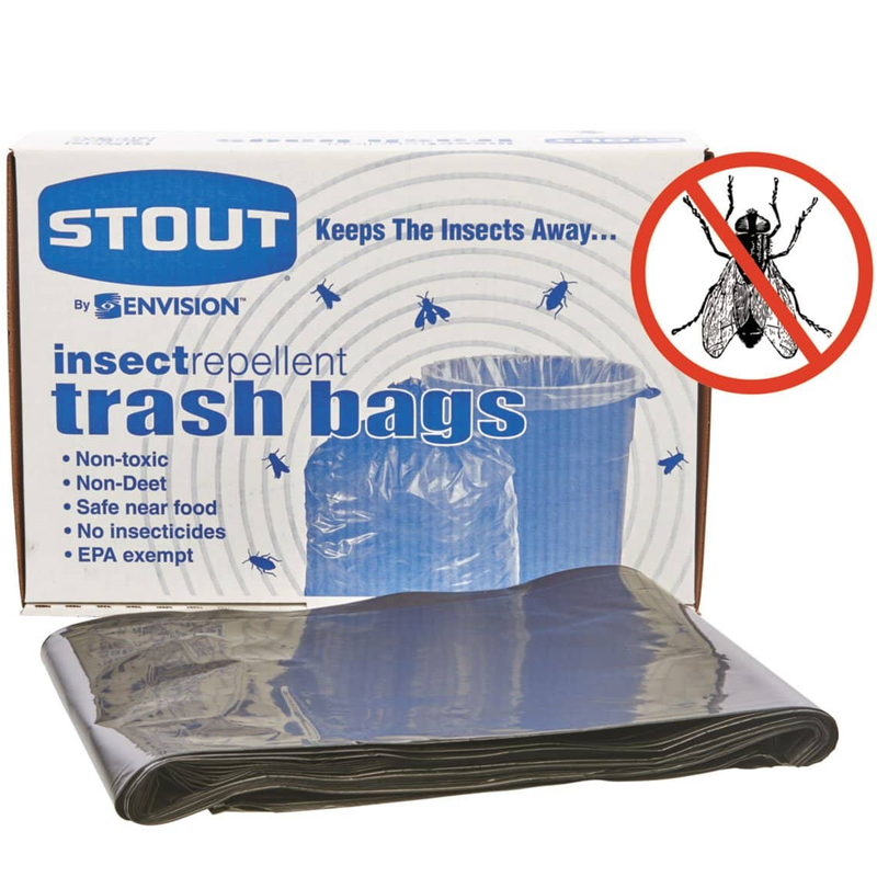 Stout Insect-Repellent Trash Bags, 55 Gal, 2 Mil, 37" X 52", Black, 65/Box - STOP3752K20