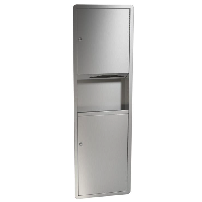 Bradley 235-10 Commercial Paper Towel Dispenser/Waste Receptacle, Semi-Recessed-Mounted, Stainless Steel