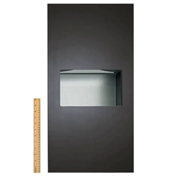 ASI 64623-41 Piatto Recessed Paper Towel Dispenser and Waste Receptacle, Black Phenolic Door, 14-1/4" x 28" x 4-9/16"