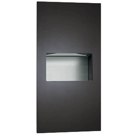 ASI 64623-41 Piatto Recessed Paper Towel Dispenser and Waste Receptacle, Black Phenolic Door, 14-1/4" x 28" x 4-9/16"