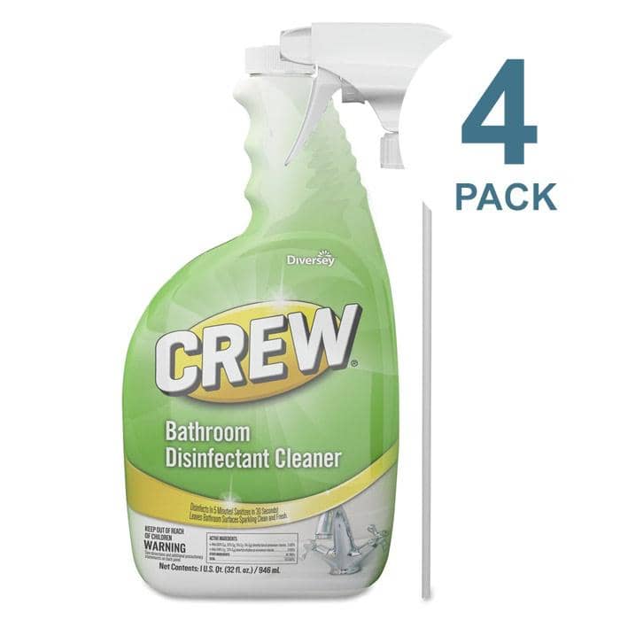 Diversey Crew Bathroom Disinfectant Cleaner, Floral Scent, 32 Oz Spray Bottle, 4/Ct - DVOCBD540199