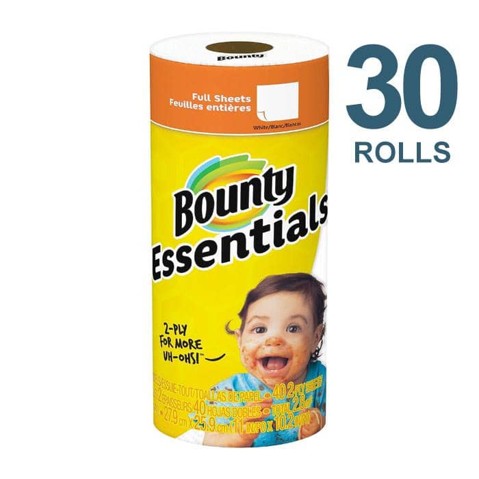 Bounty Essentials Paper Towels, Full Sized Sheets, 30 Rolls/Carton - PGC74657