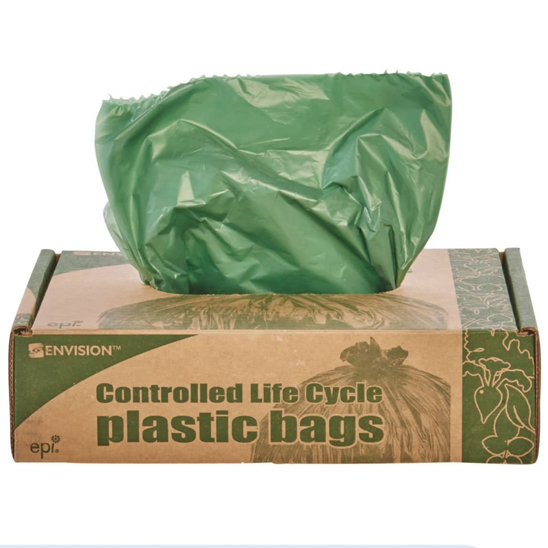 Stout Controlled Life-Cycle Plastic Trash Bags, 33 Gal, 1.1 Mil, 33" X 40", Green, 40/Box - STOG3340E11
