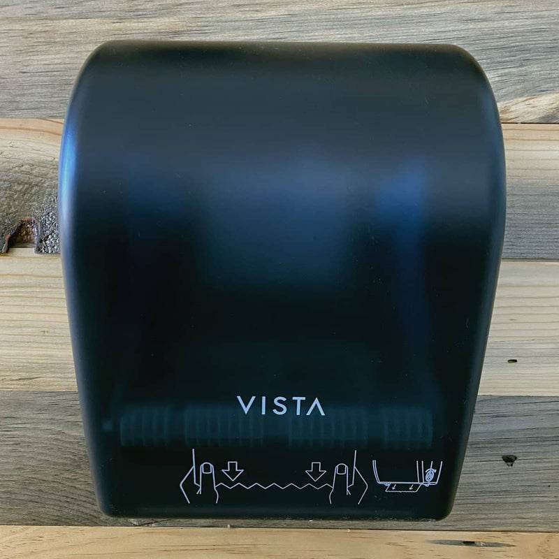 VISTA Mechanical Auto Cut Roll Towel Dispenser, Black Translucent - PT2004 - TotalRestroom.com