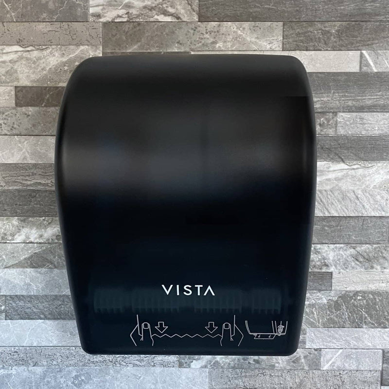 VISTA Mechanical Auto Cut Roll Towel Dispenser, Black Translucent - PT2004 - TotalRestroom.com