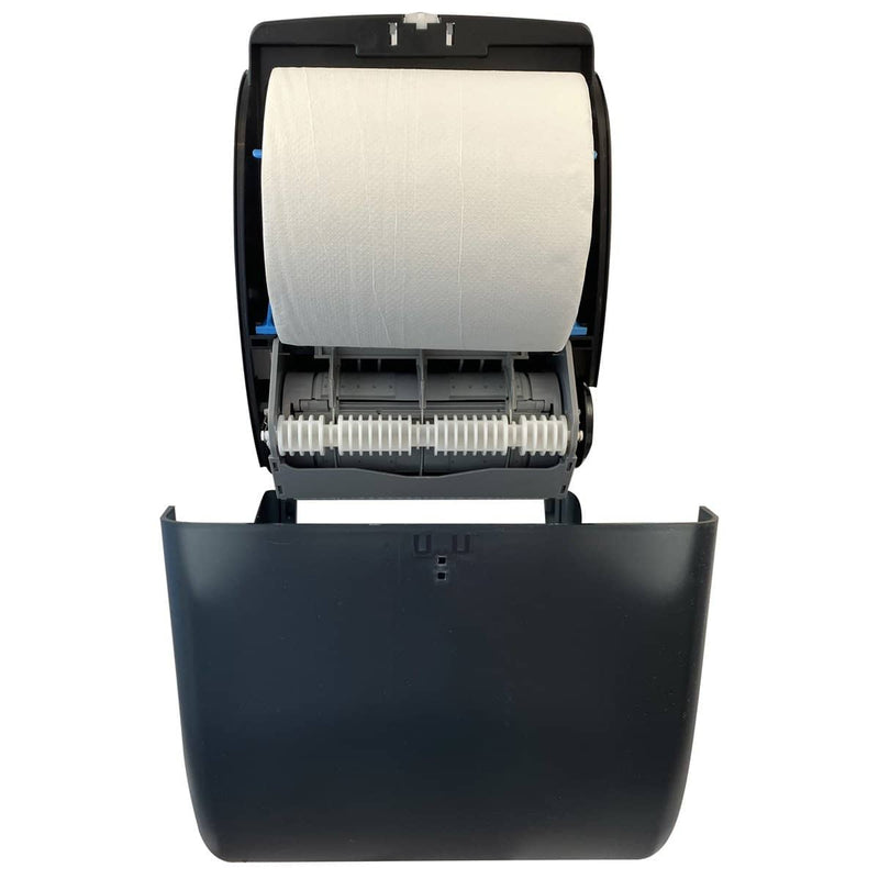 VISTA Mechanical Auto Cut Roll Towel Dispenser, Black Translucent - PT2004 - TotalRestroom.com